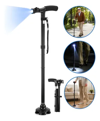 Bastón Plegable 4 Patas y Luz LED