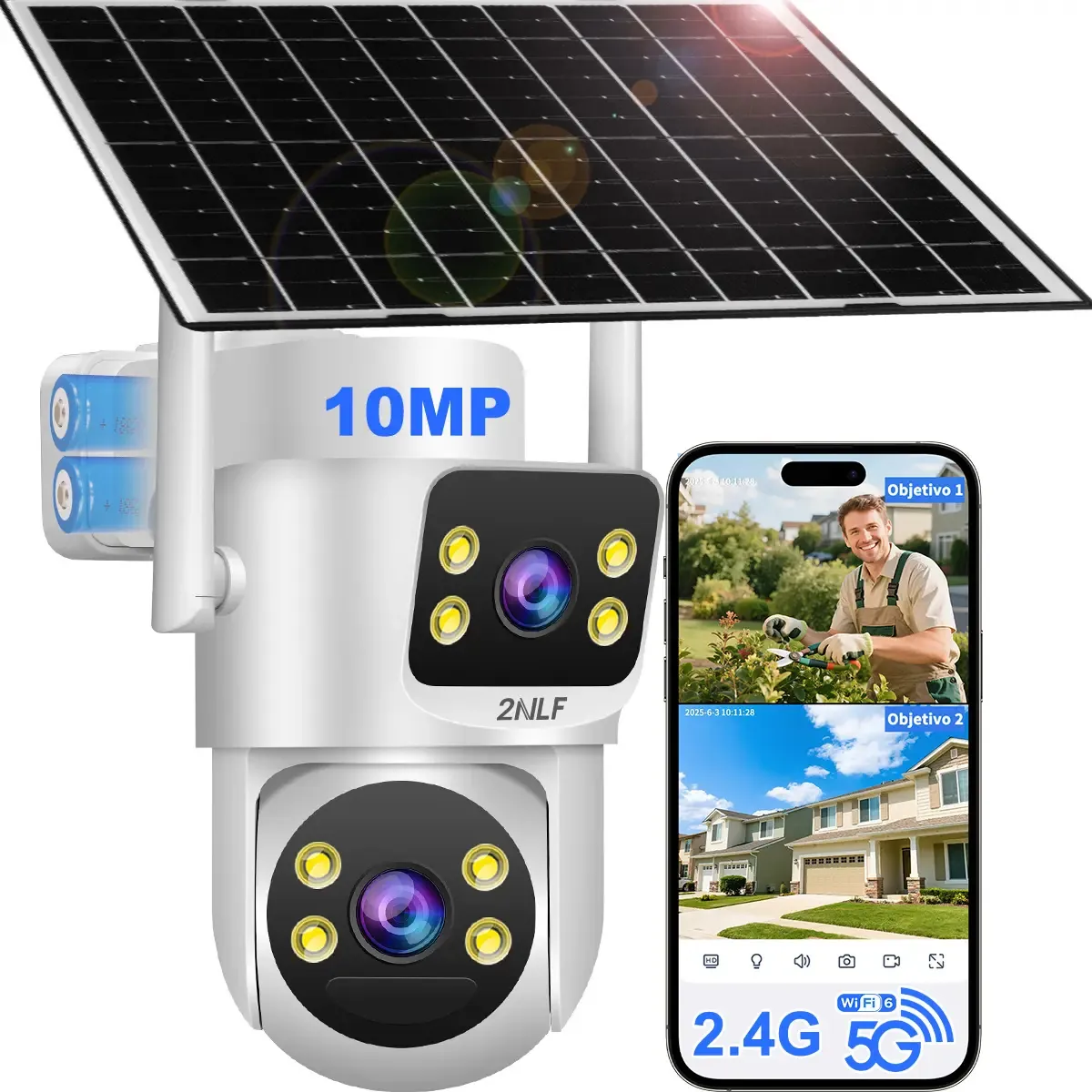 Cámara de Seguridad WIFI PTZ 360° Full HD 3 Cámaras Visión Nocturna