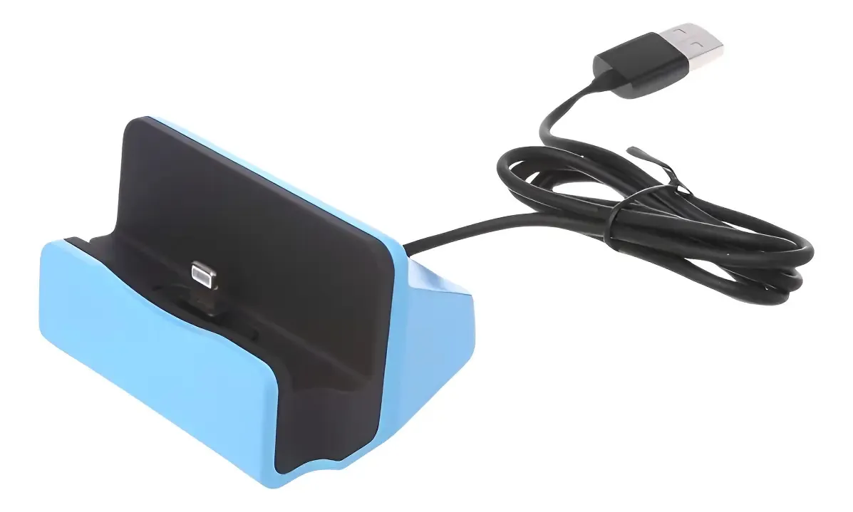 Cargador con Base Para Iphone Celeste