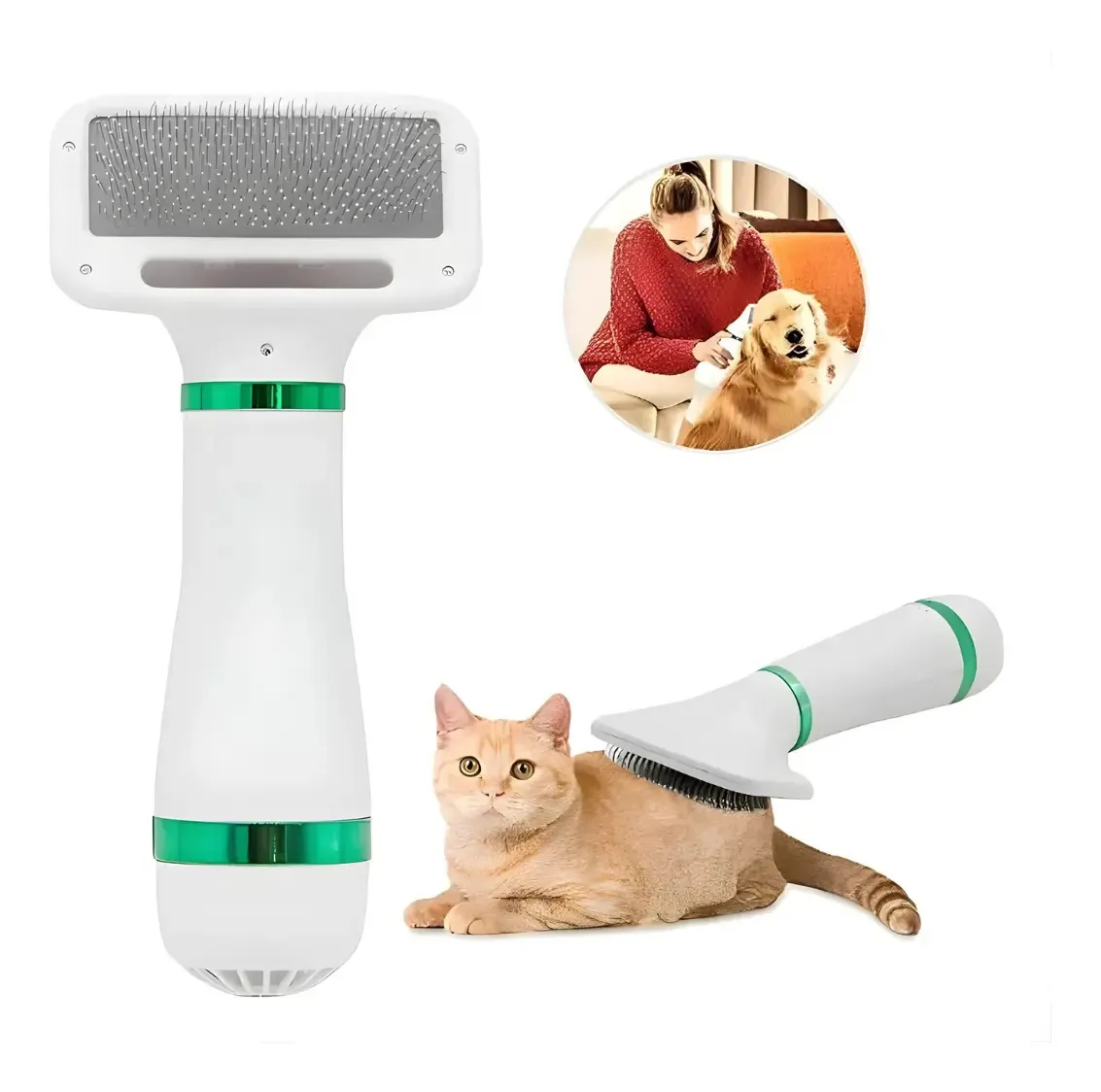 Cepillo Secador Eléctrico para Mascotas 2 en 1