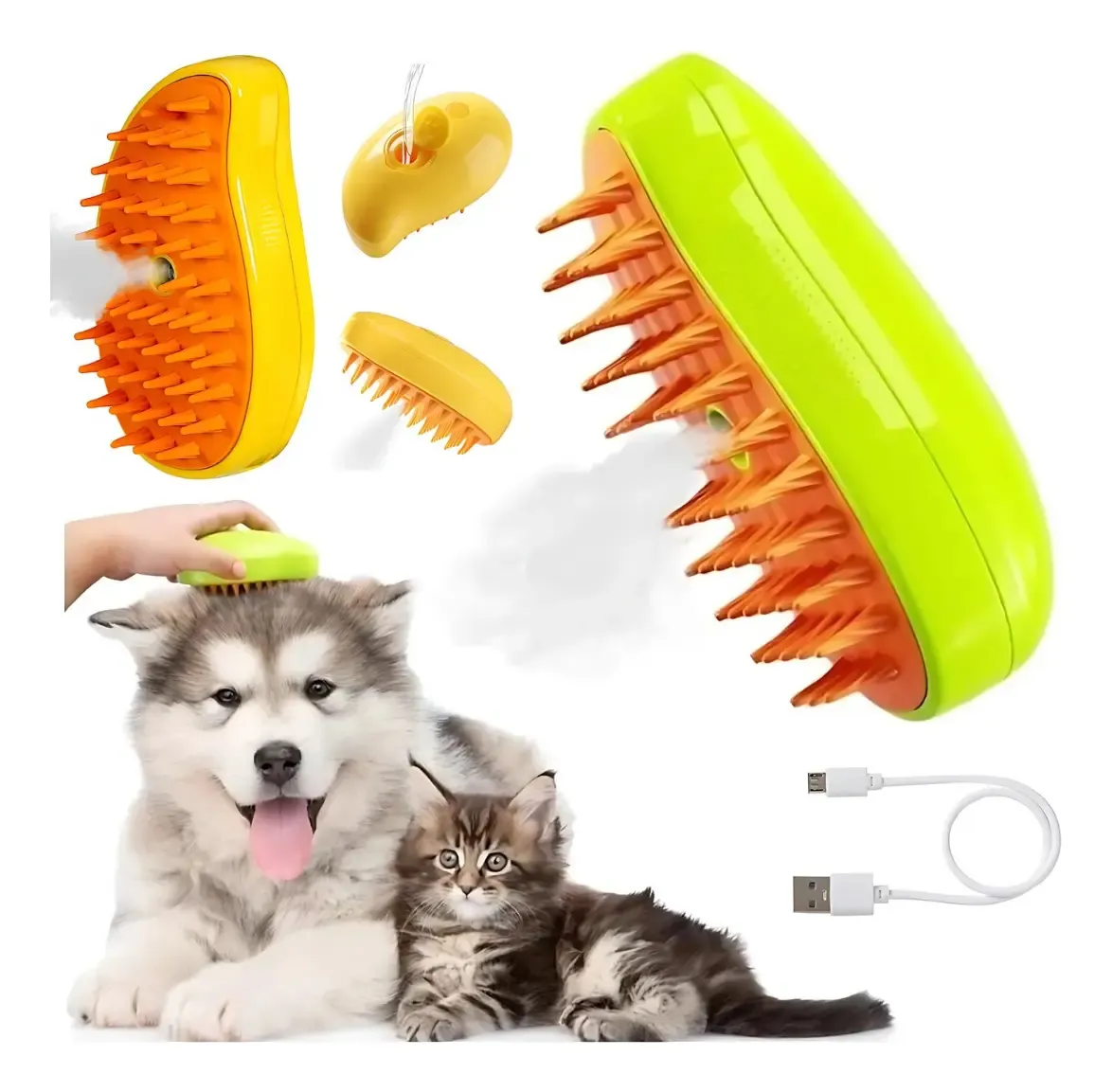 Cepillo Vaporizador para Mascotas 3 en 1