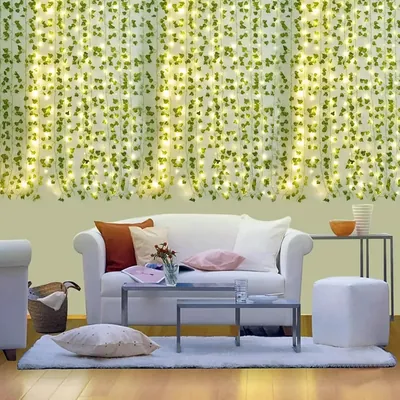 Cortina Decorativa Hojas Artificiales Led