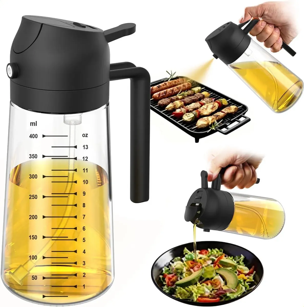 Dispensador y Pulverizador de Aceite de Vidrio 2 en 1