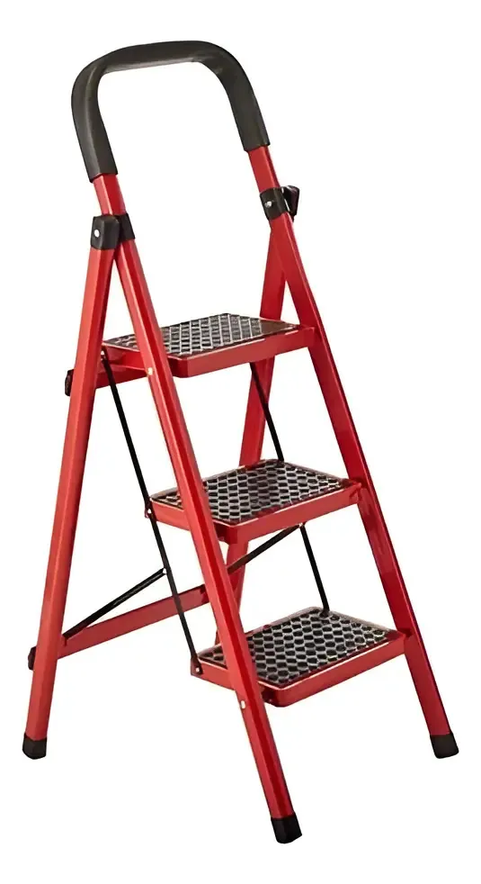 Escalera Metálica Plegable 5 Peldaños Color Rojo