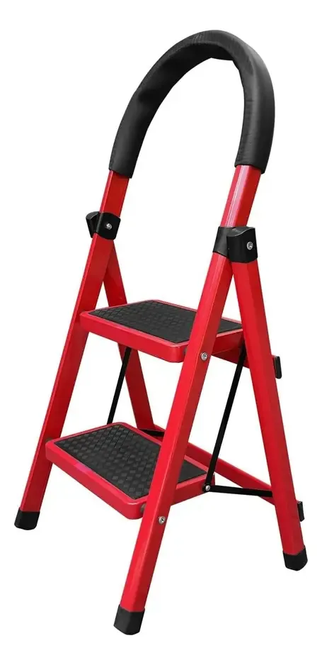 Escalera Metálica Plegable 6 Peldaños Color Rojo