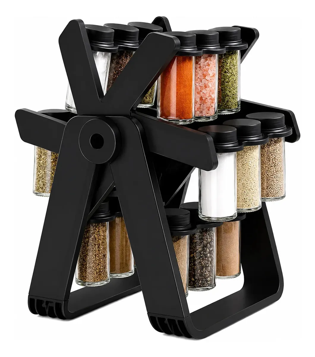Especiero Organizador con 15 Frascos de vidrio de 100 ML