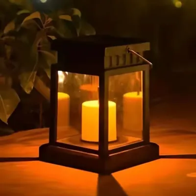 Farol solar decorativo de metal para colgar en el jardín