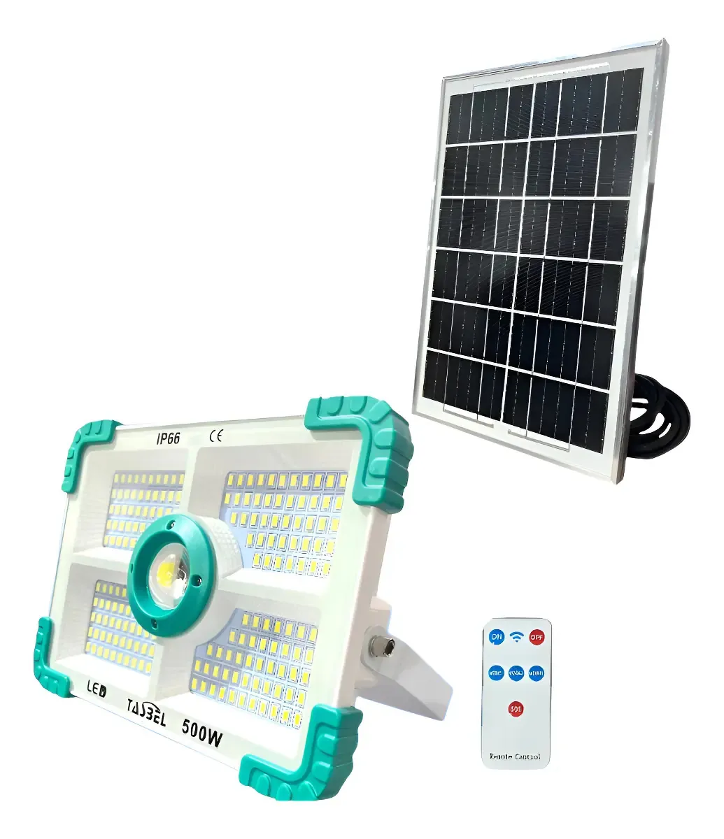 Foco Reflector Solar Portátil 1.500w – 374 Led + Control + Panel Solar
