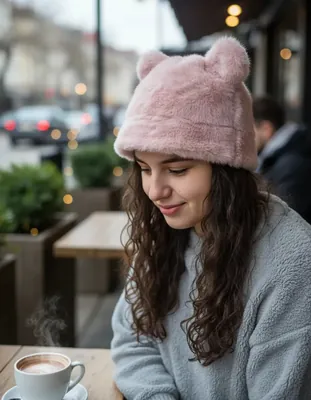 Gorro Con Orejas De Oso Mujer
