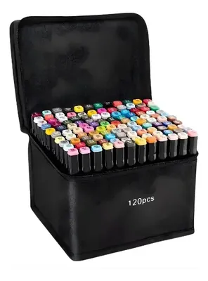 Juego de 120 Marcadores de Doble Punta en Estuche