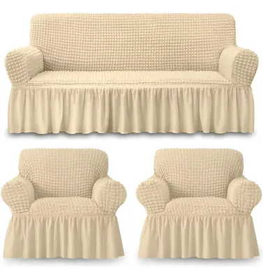 Juego de Cubre Sillones Turco 3+1+1 Beige Miel