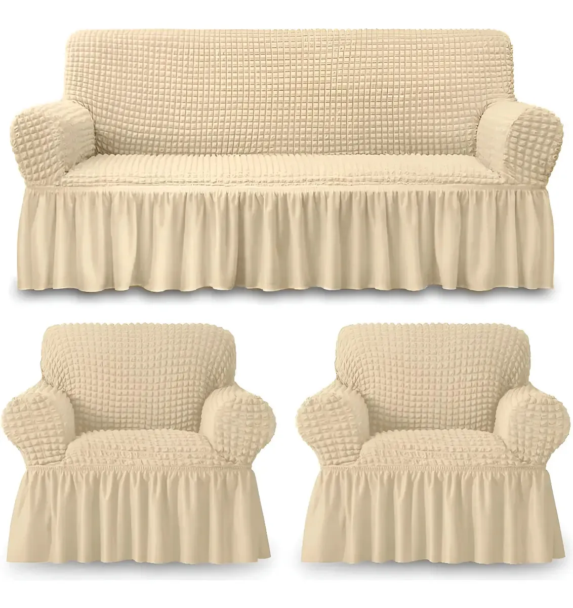 Juego de Cubre Sillones Turco 3+1+1 Beige Miel