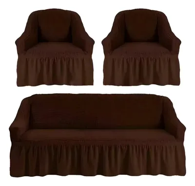 Juego de Cubre Sillones Turco 3+1+1 Gris Oscuro