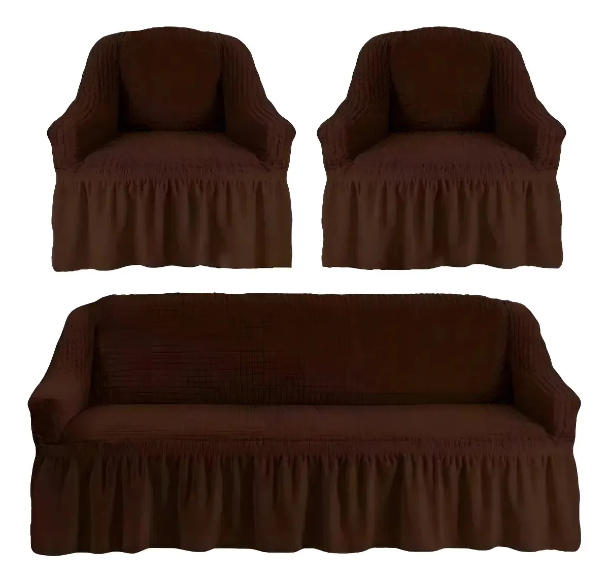 Juego de Cubre Sillones Turco 3+1+1 Gris Oscuro