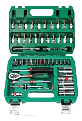 Juego De Herramientas Mecanica Dados 53 Pcs Caja Verde