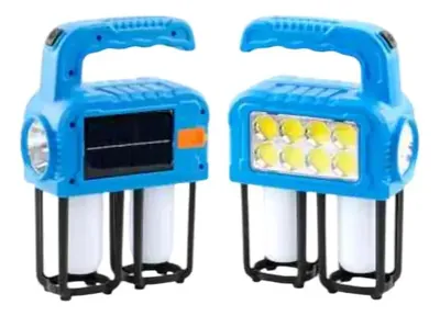 Linterna Solar Recargable Luz Frontal, Lateral y 2 Ampolletas