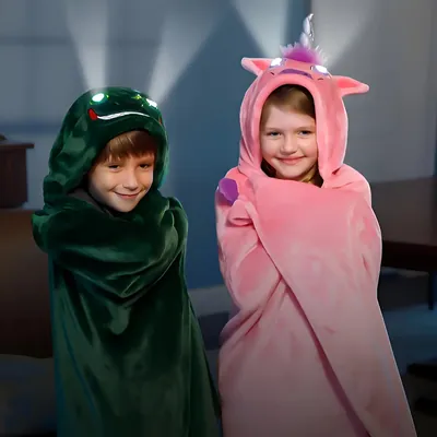 Manta Infantil De Polar Con Capucha Ojos Luminosos