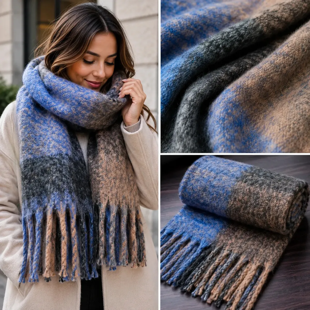 Maxi Bufanda Invierno Diseño Cuadrille