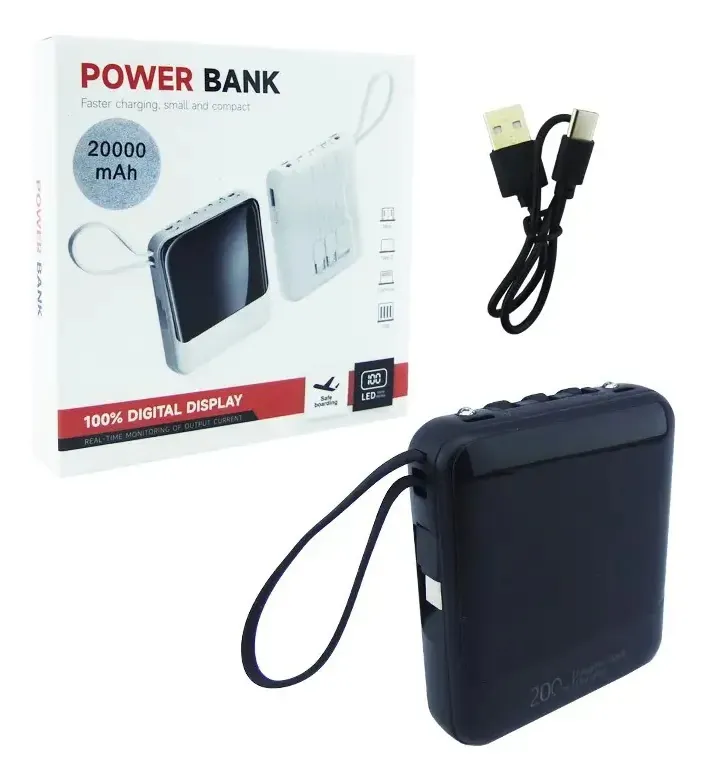 Mini Cargador Portátil Para Celular 3 Cables Usb 12800mah
