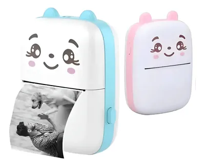 Mini Impresora Térmica Portátil Celeste y Rosada + 1 Rollo