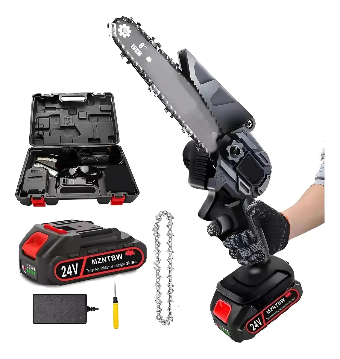 Motosierra Eléctrica Portátil De 6 Pulg + Accesorios