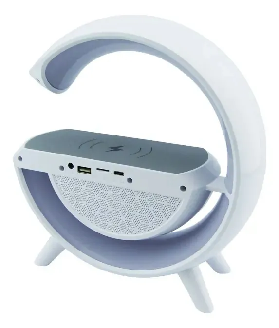 Parlante Bluetooth, Cargador Inalámbrico y Lámpara Tipo G