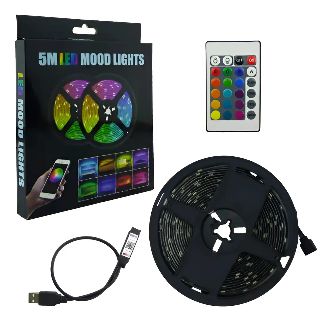 Rollo Led de 5 Metros Multicolor WIFI con Control Remoto