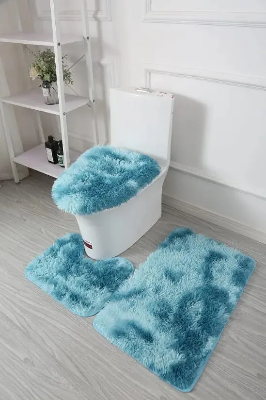 Set 2 Alfombras Peludas Antidelizantes Baño Cocina