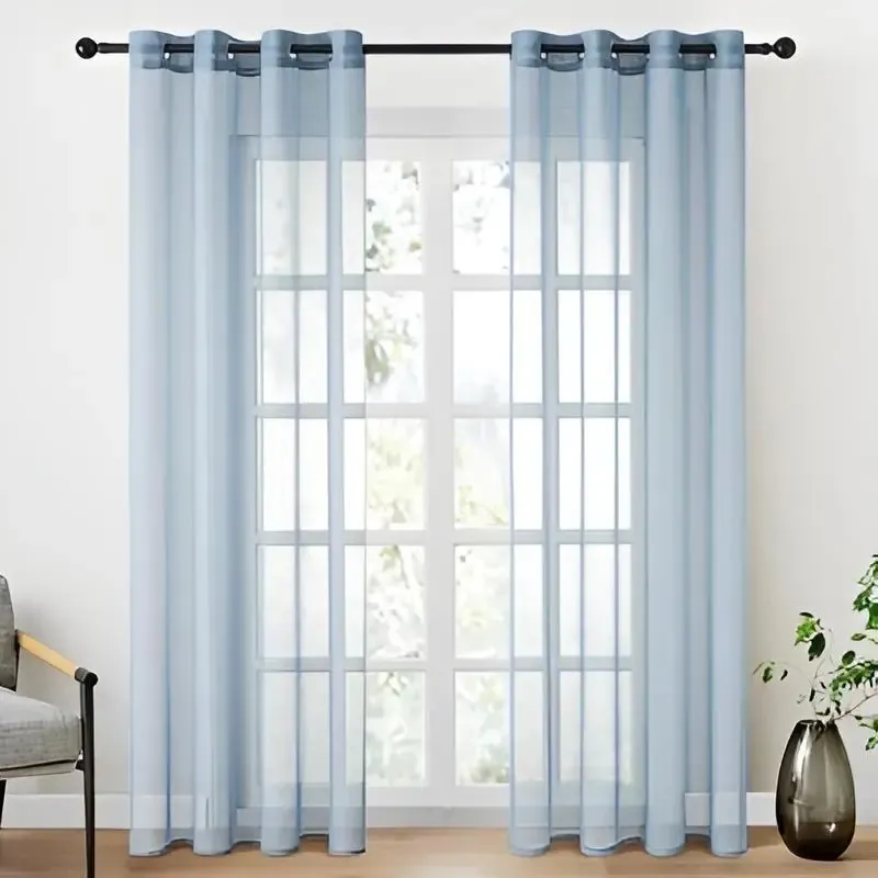 Set 2 Cortinas Transparentes Lisas - BLANCO HUESO