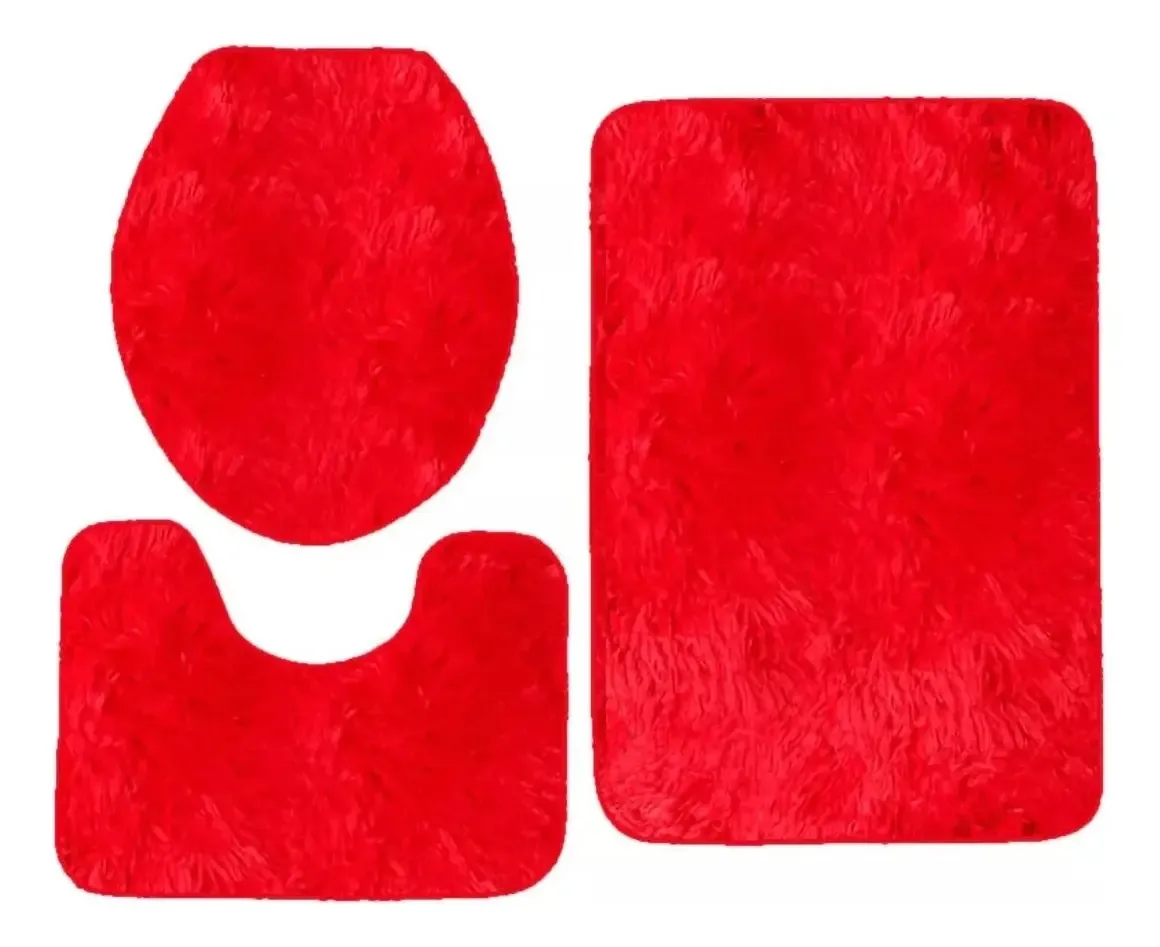 Set Alfombra Para Baño 3 Piezas Peludo