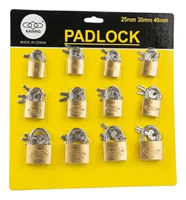 Set de 12 Candados con 2 Llaves de 25MM, 30MM y 40 MM.