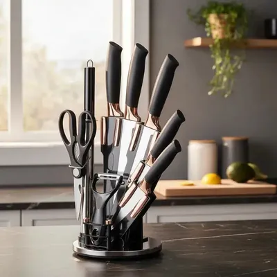 Set de Cuchillos Premium Mango Antideslizante Negro