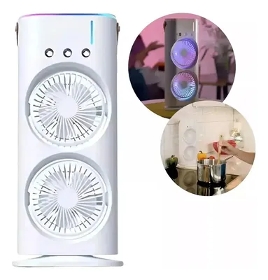 Ventilador Doble Con Humificador Y Luz Led