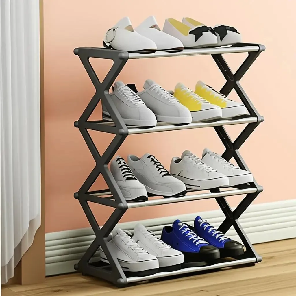 Zapatero Organizador Multifuncional de 4 Niveles con Diseño en Forma de X